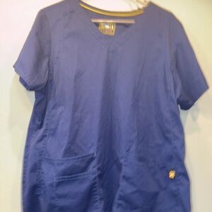 wonder wink next navy blue scrubs scrub top XL with pockets pants size L set
